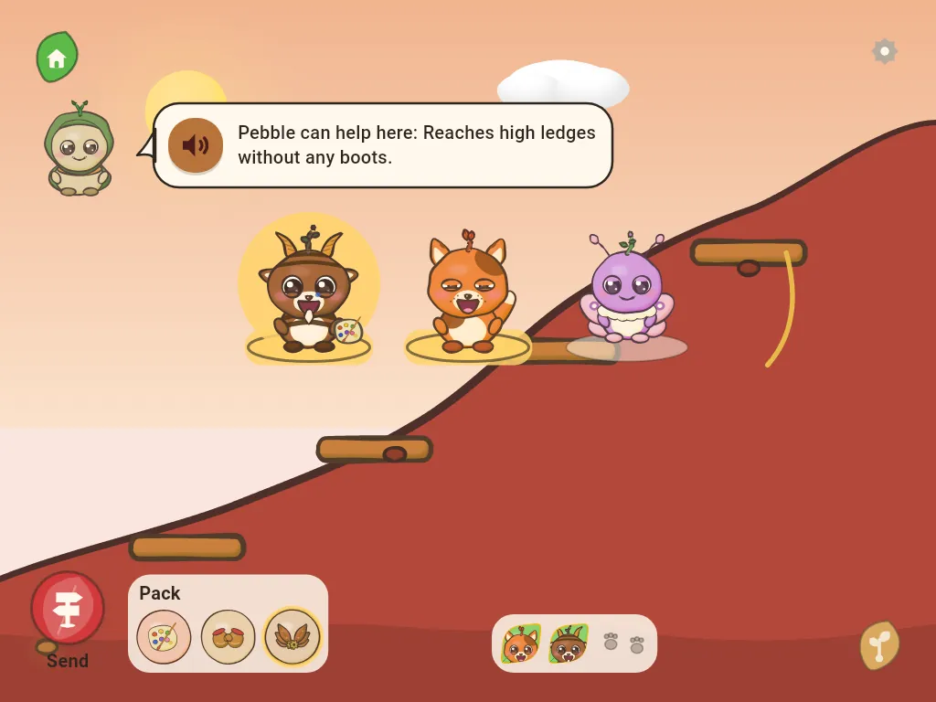 Creatures getting ready together for a quest along a hillside.