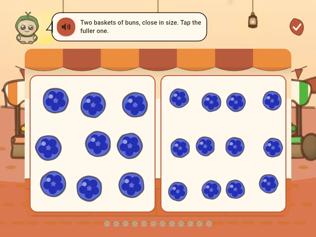 The Market: two piles of blue berries and the question of which pile is bigger.