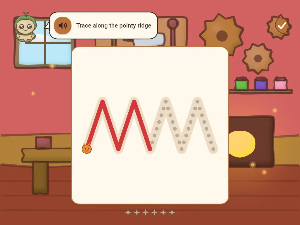The Workshop: a child traces a zig-zag path with a finger.
